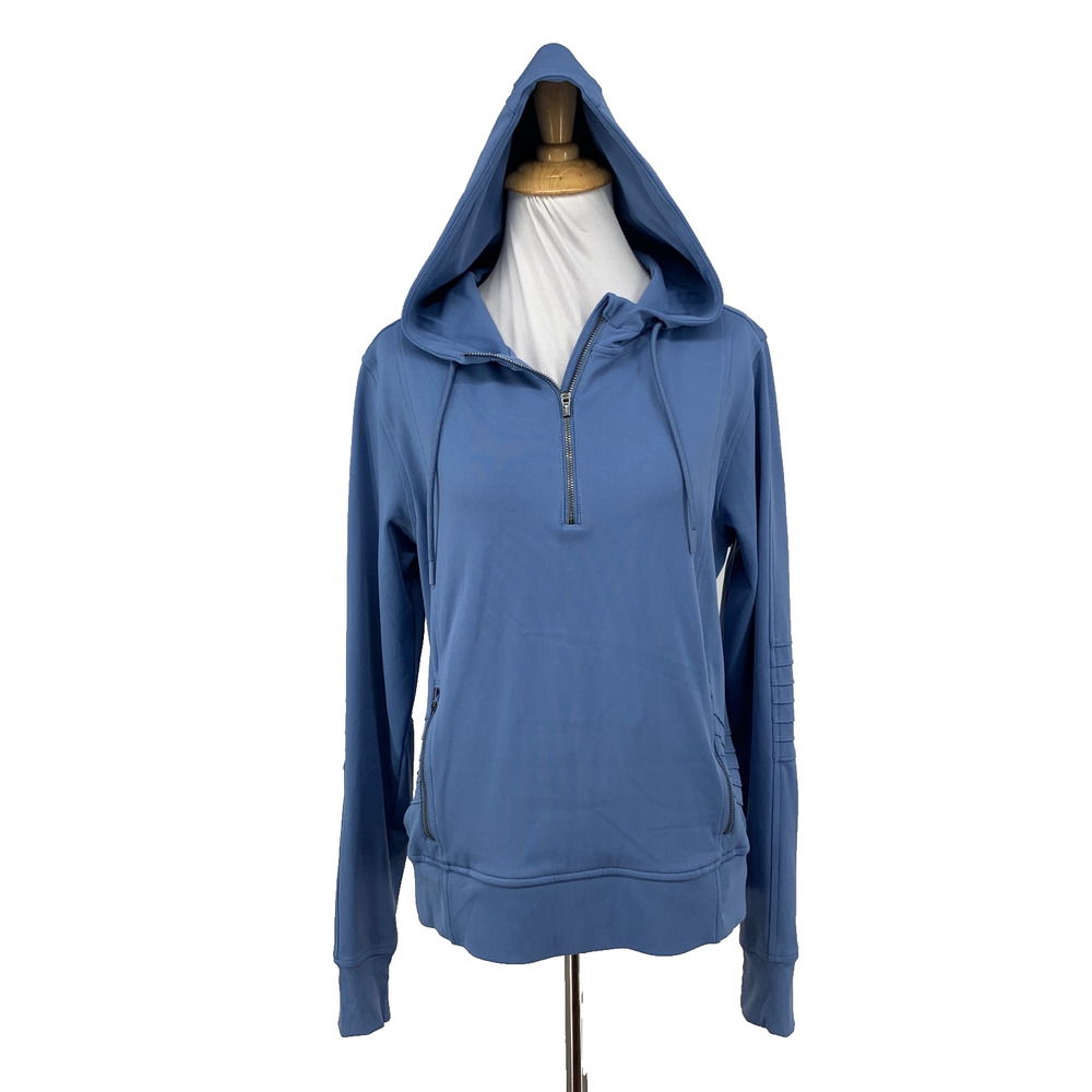 Athleta Hoodie Womens S Small Shark Venice Moto Athletic Quarter Zip Sweatshirt